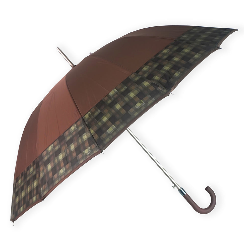 Brown Checks Large Canopy Size Umbrella for Adults - Little Surprise Box