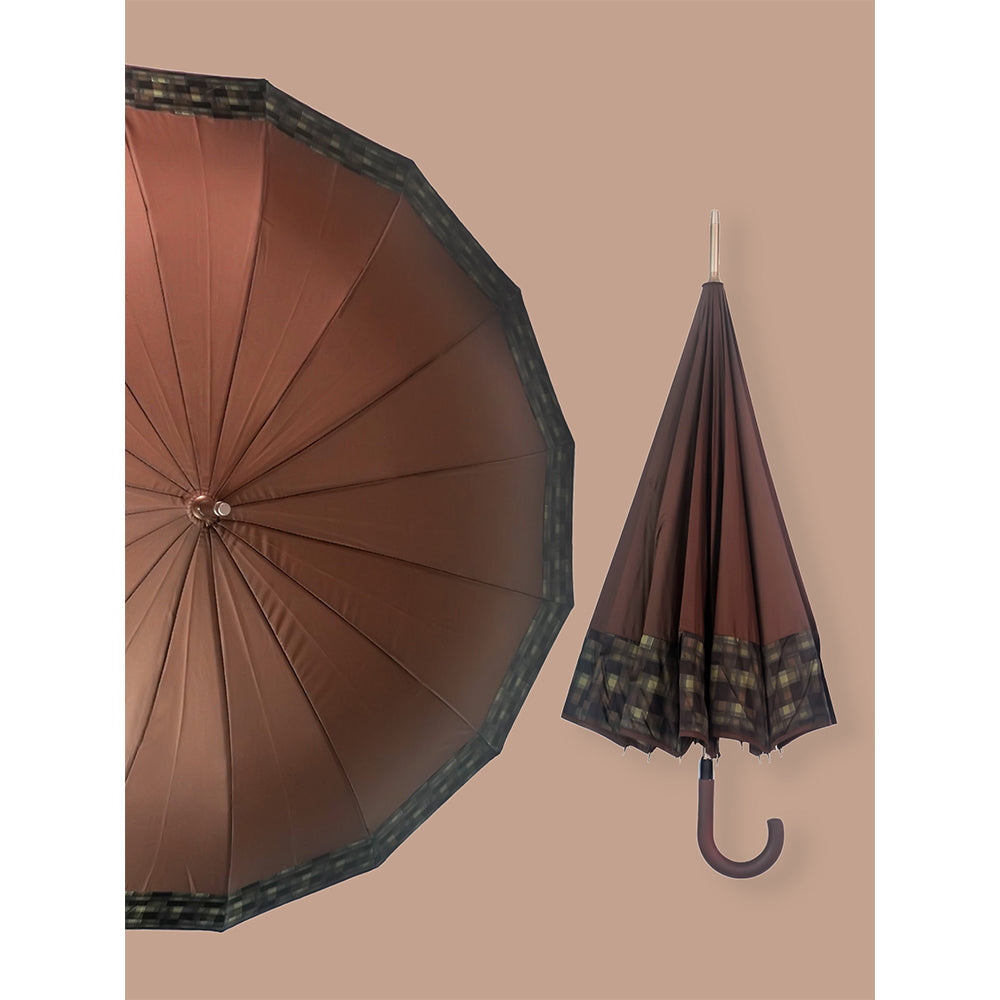 Brown Checks Large Canopy Size Umbrella for Adults - Little Surprise Box