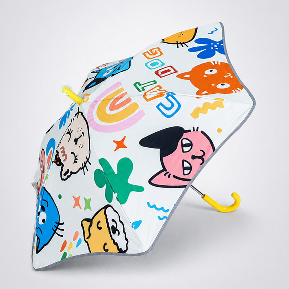 Wheel style Cat & Dog Printed UPF 50+ Kids-Umbrella-5-10Y