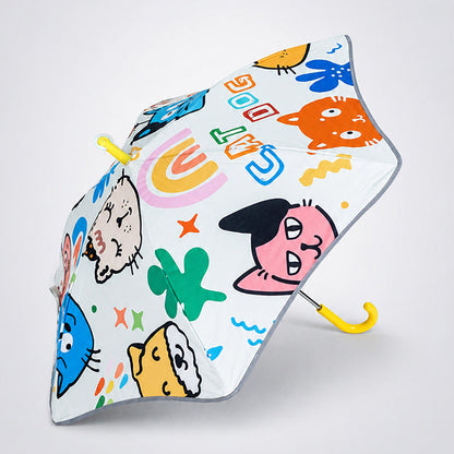 Wheel style Cat & Dog Printed UPF 50+ Kids-Umbrella-5-10Y