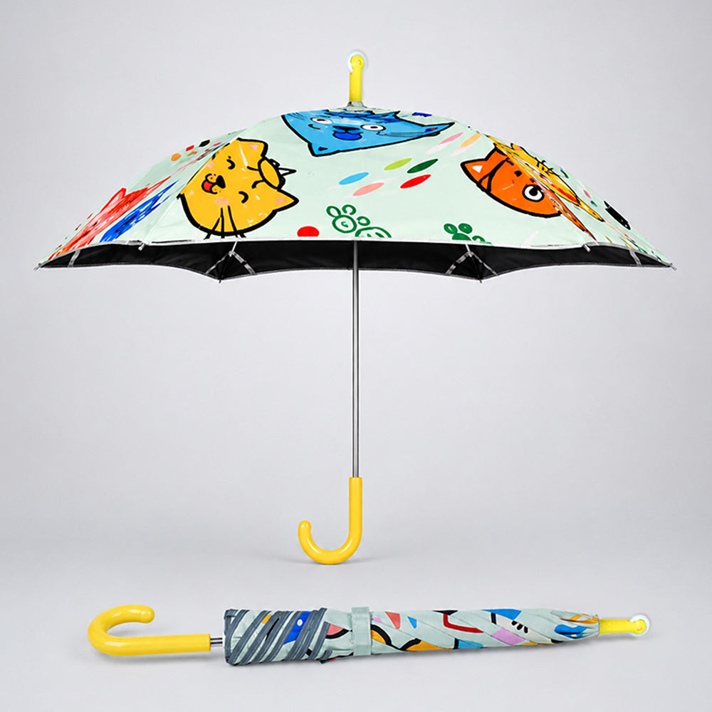 Wheel style Cat & Dog Printed UPF 50+ Kids-Umbrella-5-10Y