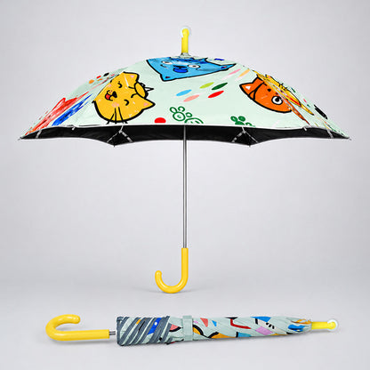 Wheel style Cat & Dog Printed UPF 50+ Kids-Umbrella-5-10Y