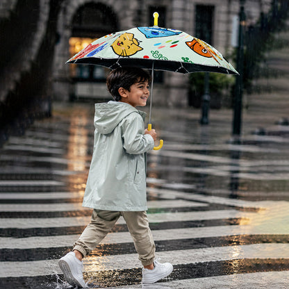 Wheel style Cat & Dog Printed UPF 50+ Kids-Umbrella-5-10Y