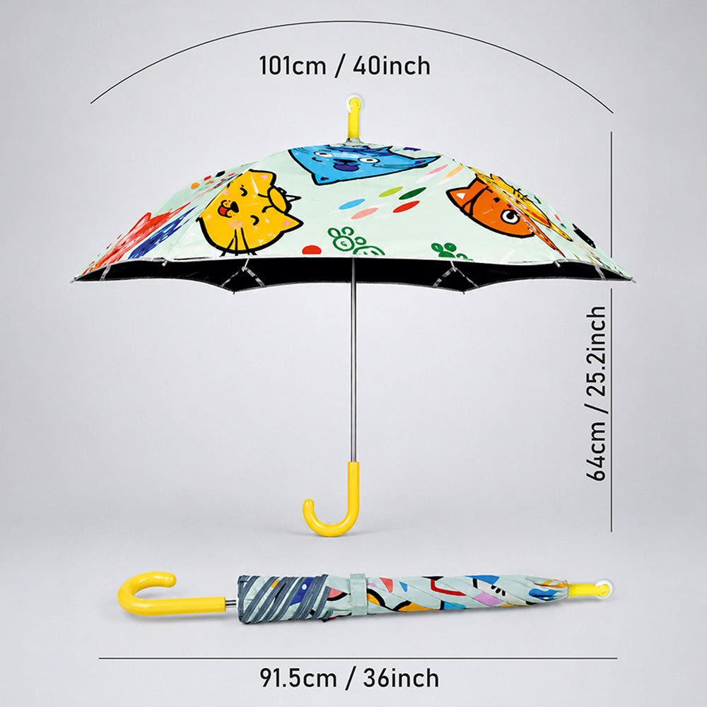 Wheel style Cat & Dog Printed UPF 50+ Kids-Umbrella-5-10Y