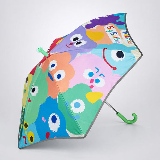 Wheel style Colorful Monster Printed UPF 50+ Kids-Umbrella-5-10Y