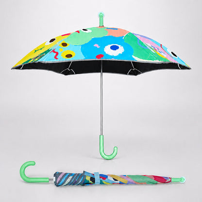 Wheel style Colorful Monster Printed UPF 50+ Kids-Umbrella-5-10Y