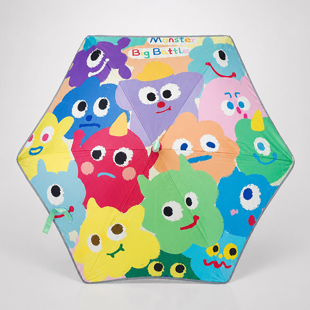 Wheel style Colorful Monster Printed UPF 50+ Kids-Umbrella-5-10Y