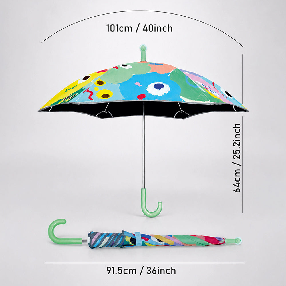 Wheel style Colorful Monster Printed UPF 50+ Kids-Umbrella-5-10Y