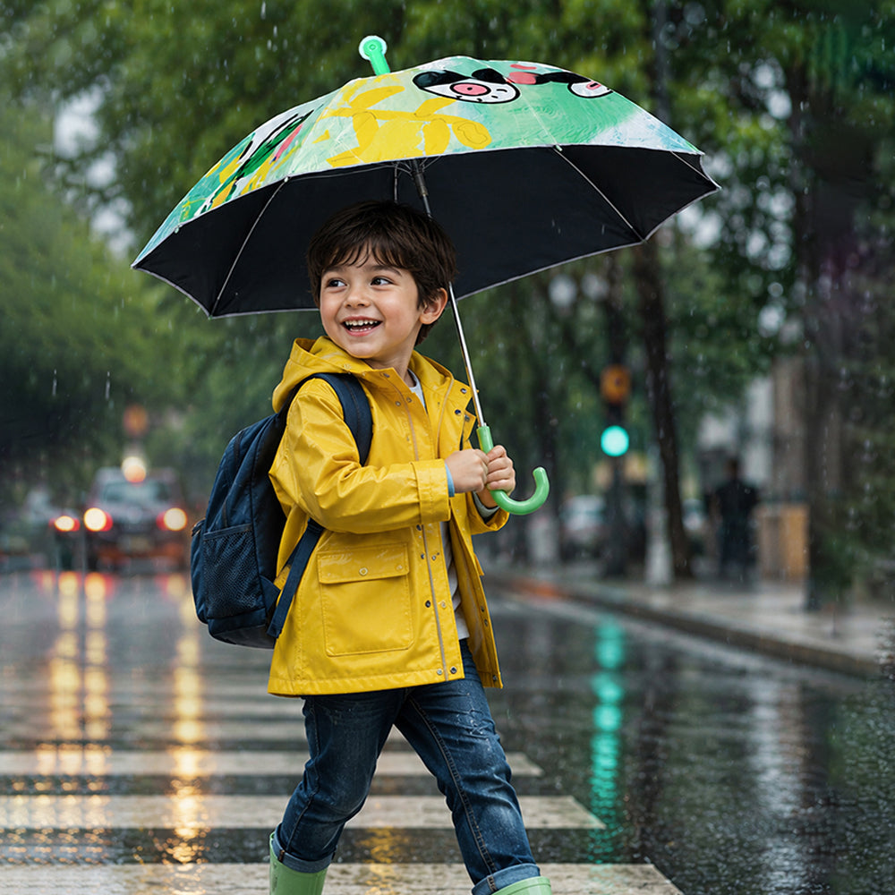Wheel style Cow Printed UPF 50+ Kids-Umbrella-5-10Y