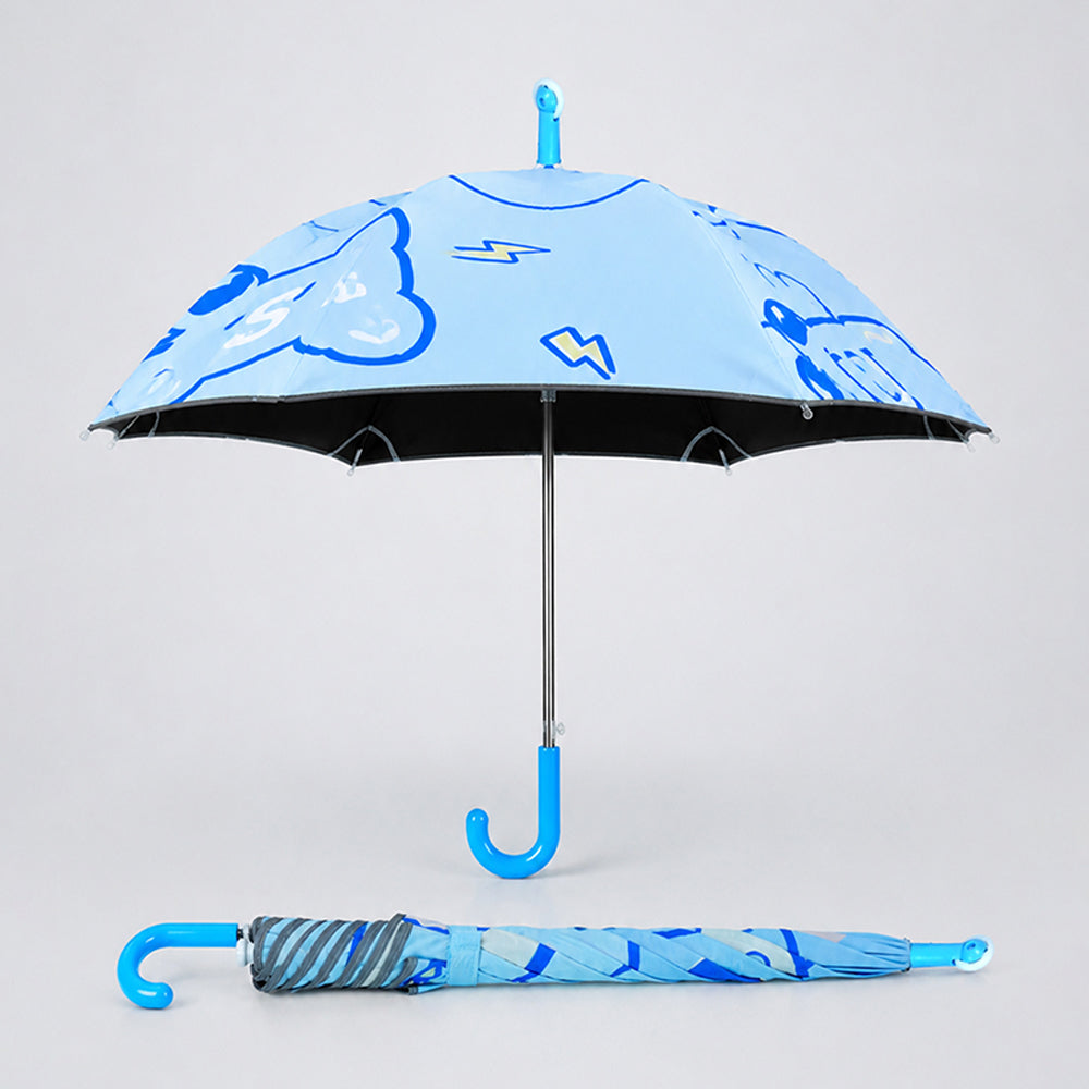Wheel style Blue Cute Dino Printed UPF 50+ Kids-Umbrella-5-10Y