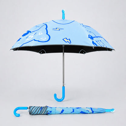 Wheel style Blue Cute Dino Printed UPF 50+ Kids-Umbrella-5-10Y