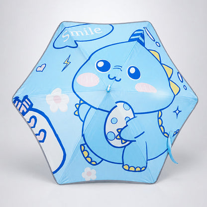 Wheel style Blue Cute Dino Printed UPF 50+ Kids-Umbrella-5-10Y