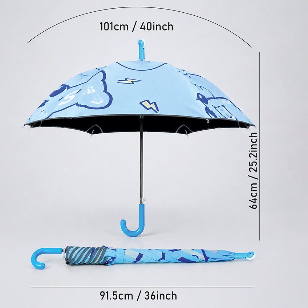 Wheel style Blue Cute Dino Printed UPF 50+ Kids-Umbrella-5-10Y