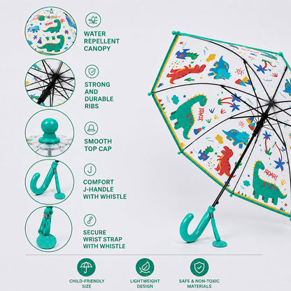 Dinoland Transparent Green Umbrella for Toddlers & Kids