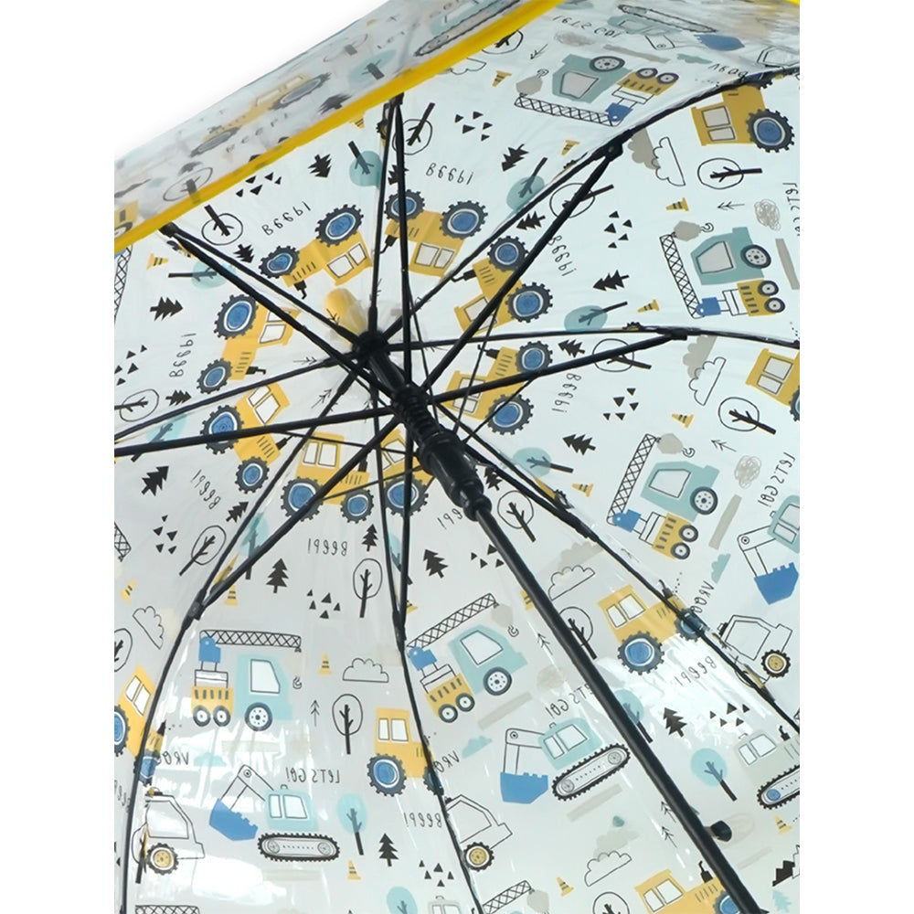 Yellow Dome style construction theme Transparent Umbrella for Kids, 1-5years - Little Surprise Box