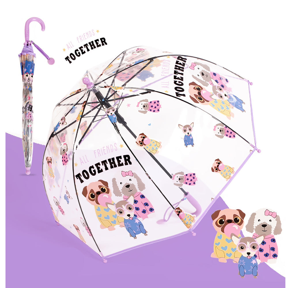 Puppy Family theme Dome style Transparent Umbrella for Kids, 1-5years - Little Surprise Box