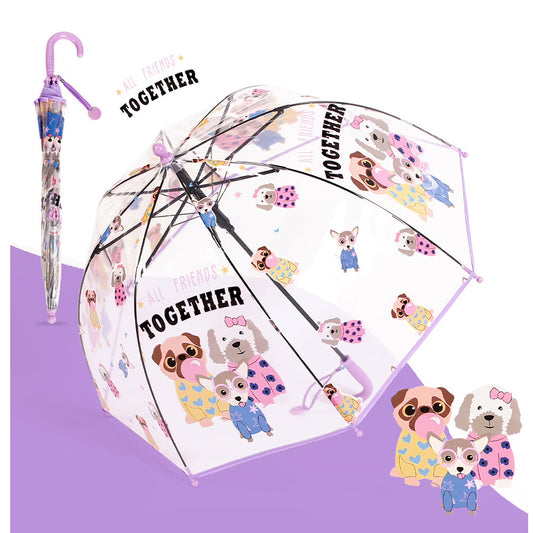 Puppy Family theme Dome style Transparent Umbrella for Kids, 1-5years - Little Surprise Box