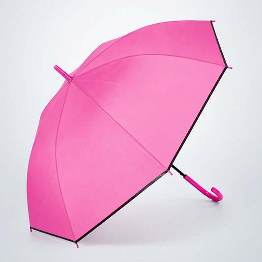 Fuchsia Pink Black Border Solid Umbrella for Adults & Teens