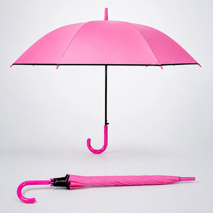 Fuchsia Pink Black Border Solid Umbrella for Adults & Teens