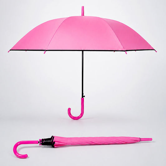 Fuchsia Pink Black Border Solid Umbrella for Adults & Teens