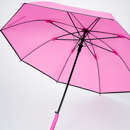 Fuchsia Pink Black Border Solid Umbrella for Adults & Teens