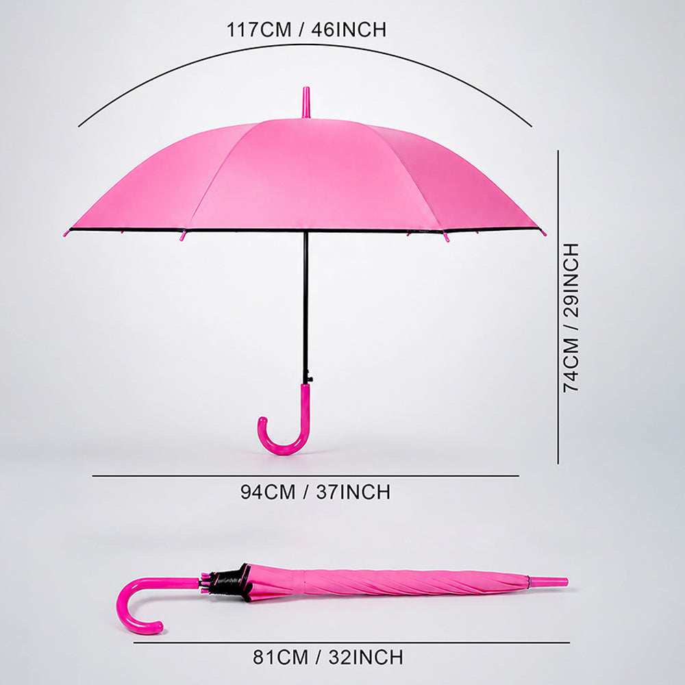 Fuchsia Pink Black Border Solid Umbrella for Adults & Teens