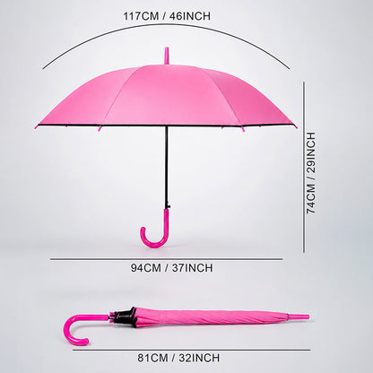 Fuchsia Pink Black Border Solid Umbrella for Adults & Teens