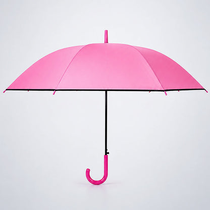 Fuchsia Pink Black Border Solid Umbrella for Adults & Teens