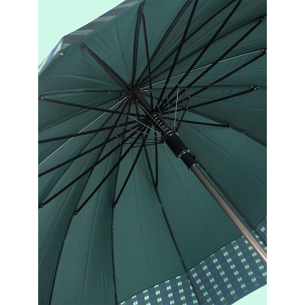 Bottle Green Checks Large Canopy Size Umbrella for Adults - Little Surprise Box