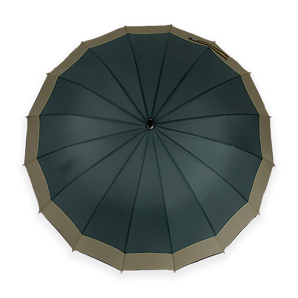 Dark Green with Brown Border Large Canopy Size Umbrella for Adults - Little Surprise Box