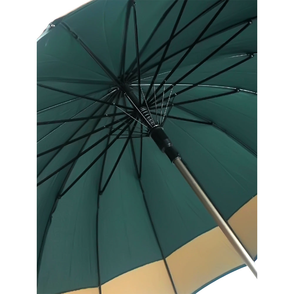 Dark Green with Brown Border Large Canopy Size Umbrella for Adults - Little Surprise Box
