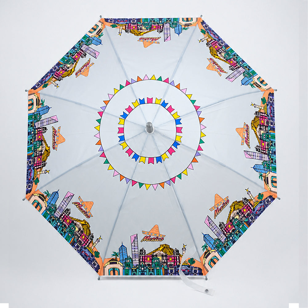 Grey Mexico Landmark Print Umbrella for Teens & Adults