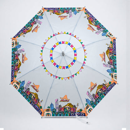 Grey Mexico Landmark Print Umbrella for Teens & Adults