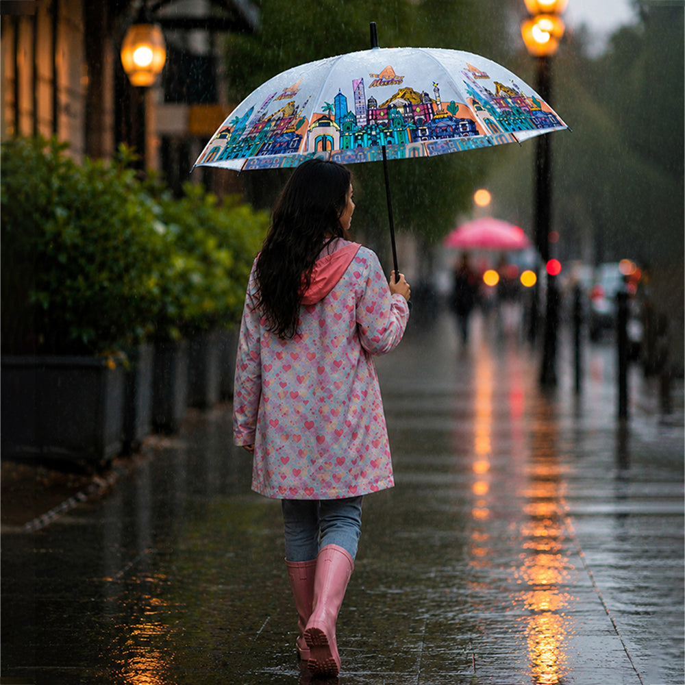 Grey Mexico Landmark Print Umbrella for Teens & Adults