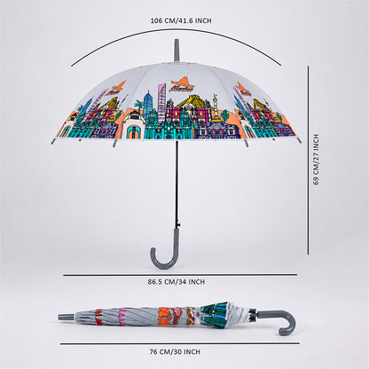 Grey Mexico Landmark Print Umbrella for Teens & Adults