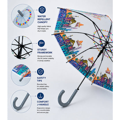 Grey Mexico Landmark Print Umbrella for Teens & Adults