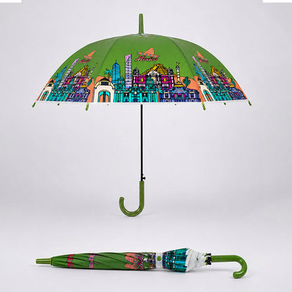 Green Mexico Landmark Print Umbrella for Teens & Adults