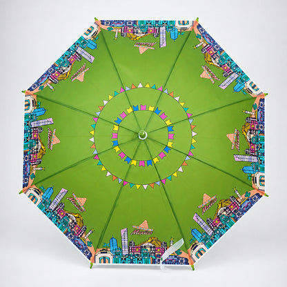 Green Mexico Landmark Print Umbrella for Teens & Adults