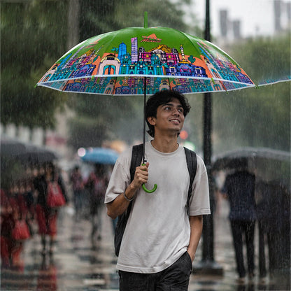 Green Mexico Landmark Print Umbrella for Teens & Adults