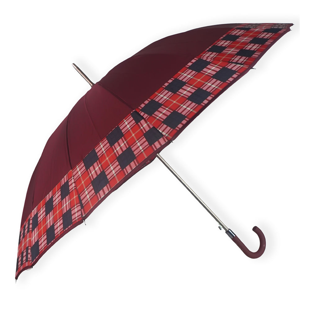Maroon Checks Large Canopy Size Umbrella for Adults - Little Surprise Box