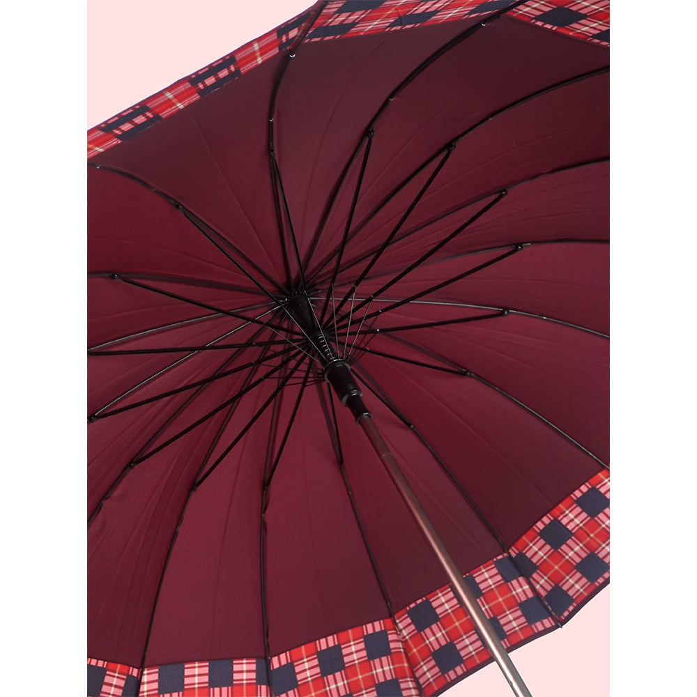 Maroon Checks Large Canopy Size Umbrella for Adults - Little Surprise Box