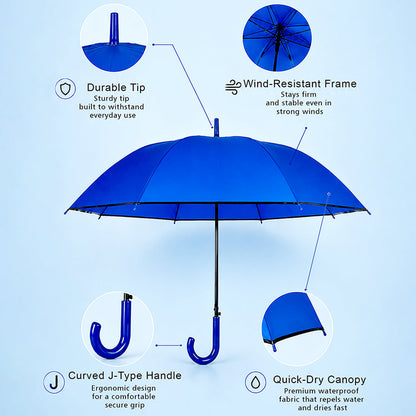 Navy Blue Solid Black border Umbrella for Adults & Teens