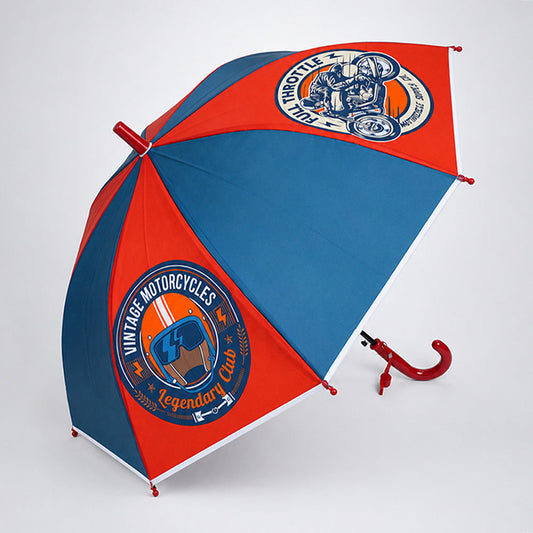 Vintage Motorcycle Print Umbrella for Kids,5yrs -10yrs