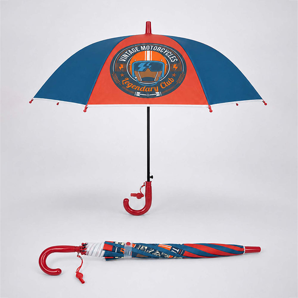 Vintage Motorcycle Print Umbrella for Kids,5yrs -10yrs