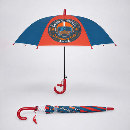 Vintage Motorcycle Print Umbrella for Kids,5yrs -10yrs