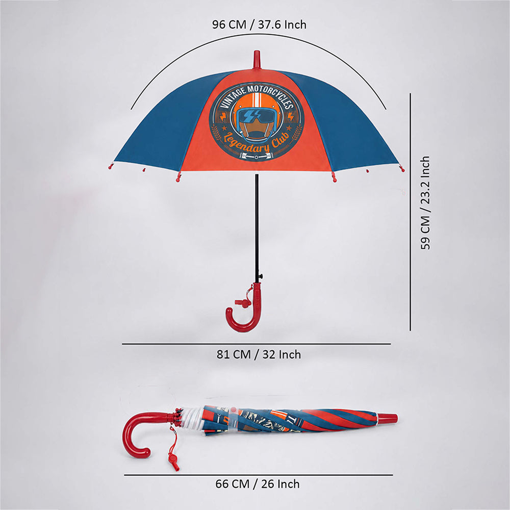Vintage Motorcycle Print Umbrella for Kids,5yrs -10yrs