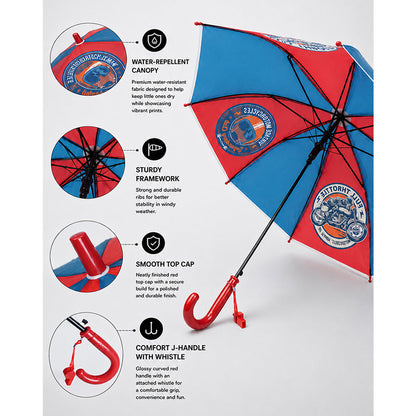 Vintage Motorcycle Print Umbrella for Kids,5yrs -10yrs