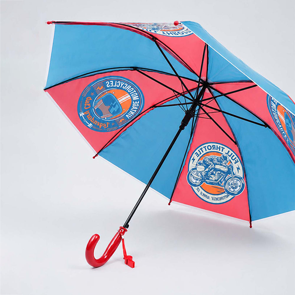 Vintage Motorcycle Print Umbrella for Kids,5yrs -10yrs