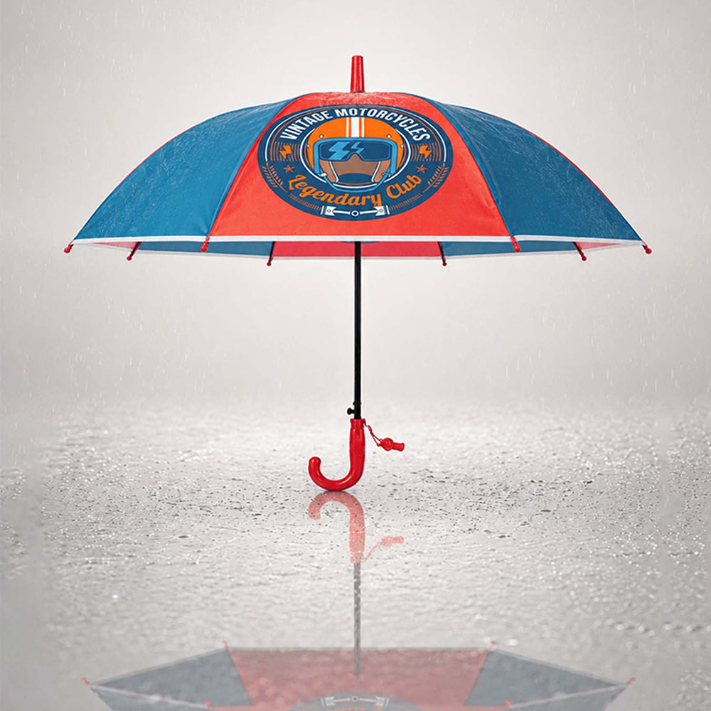 Vintage Motorcycle Print Umbrella for Kids,5yrs -10yrs
