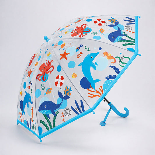 Sea Octopus Theme Transparent Umbrella for Toddlers & Kids